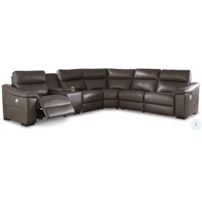 Salvatore Chocolate Power Reclining Sectional With Adjustable Headrest