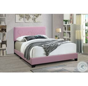 Jordan Bubblegum Pink All In One Queen Upholstered Panel Bed