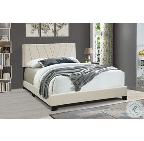 Jordan Cannoli Cream All In One King Upholstered Panel Bed