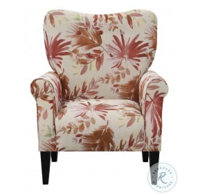 Kelley Crimson Red Floral Accent Chair