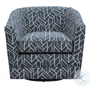 Rivers Graphic Navy Swivel Accent Chair