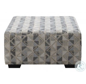 Bright Graphic Charcoal And Faux Ottoman