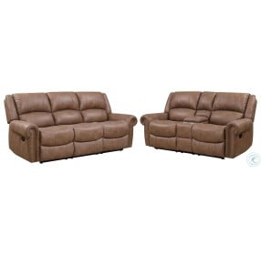 Pruitt Weathered Brown Reclining Console Loveseat