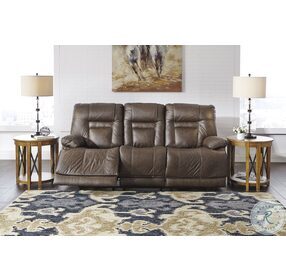 Wurstrow Umber Leather Power Reclining Living Room Set with Adjustable Headrest