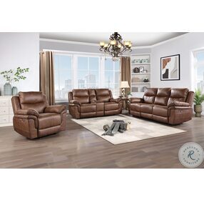 Ryland Brown Power Reclining Console Loveseat Power Footrest