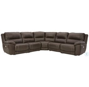 Dunleith Chocolate Power Reclining Sectional With Adjustable Headrest