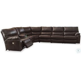 Family Circle Dark Brown 4 Piece Power Reclining LAF Sectional