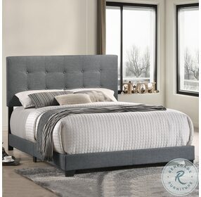 Addyson Gunmetal Queen Upholstered Panel Bed