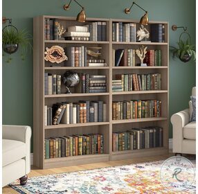 Universal Ash Gray Tall 5 Shelf Bookcase Set of 2