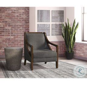 Dayna Charcoal And Brown Frame Accent Chair