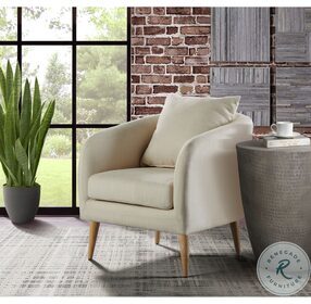Zoe Natural And Wooden Leg Accent Chair