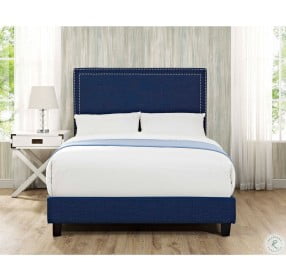 Emery Blue Full Upholstered Platform Bed