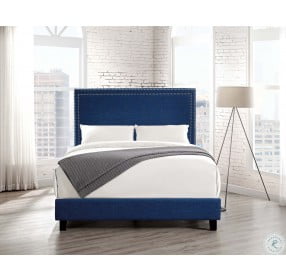 Emery Blue Queen Upholstered Platform Bed