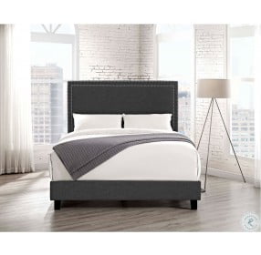 Emery Charcoal Queen Upholstered Platform Bed