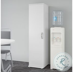 Universal White Tall Narrow Storage Cabinet With Door And Shelves