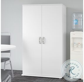Universal White Tall Storage Cabinet With Door And Shelves