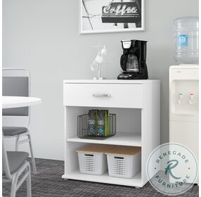 Universal White Floor Storage Cabinet With Drawer And Shelves