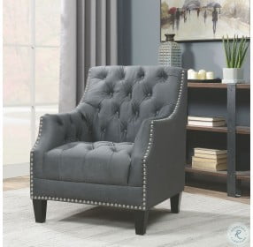 Perry Charcoal Button Tufted Accent Chair