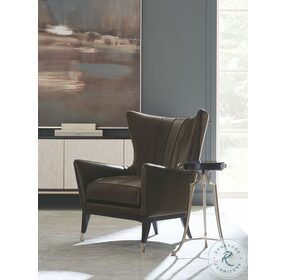 So Welt Done Midnight Leather Wingback Chair