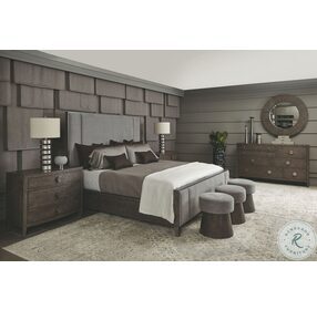 Linea Cerused Charcoal King Upholstered Panel Bed