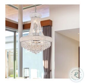 Primo 20" Chrome 14 Light Chandelier With Clear Royal Cut Crystal Trim