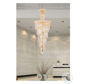 Spiral 21" Gold 22 Light Chandelier With Clear Royal Cut Crystal Trim