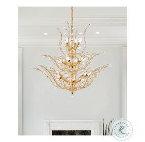 Orchid 41" Gold 18 Light Chandelier With Clear Royal Cut Crystal Trim