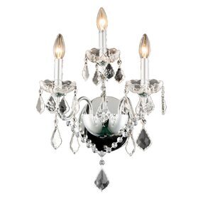 St. Francis 13" Chrome 3 Light Wall Sconce With Clear Royal Cut Crystal Trim