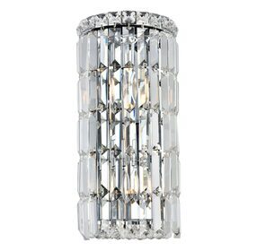 V2030W8C-RC Maxime 8" Chrome 2 Light Wall Sconce With Clear Royal Cut Crystal Trim