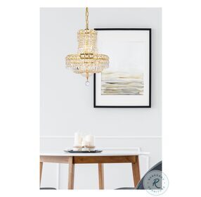 Tranquil 14" Gold 6 Light Pendant With Clear Royal Cut Crystal Trim