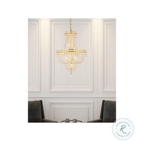 Tranquil 18" Gold 12 Light Pendant With Clear Royal Cut Crystal Trim