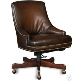 Heidi Brown Leather Executive Swivel Tilt Arm Chair
