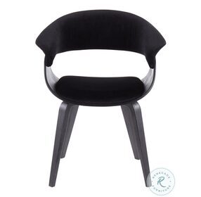Vintage Mod Black Wood And Black Velvet Accent Dining Chair