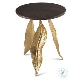 Verna Walnut And Gold Leaf Accent Table