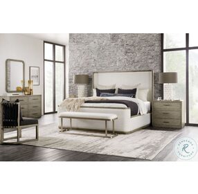 Linville Falls Beige And Soft Smoked Gray Boones King upholstered Shelter Bed