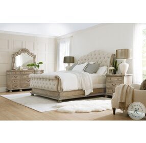 Castella Beige And Mid Tone Brown King Tufted upholstered Bed