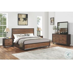 Alpine Walnut And Rustic King Panel Bed
