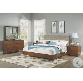 Ludwig Brown Upholstered King Panel Bed