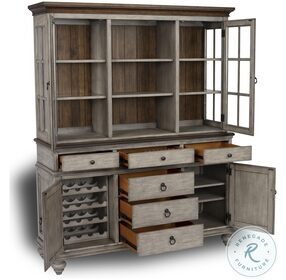 Plymouth Distressed Gray Wash Buffet With Hutch