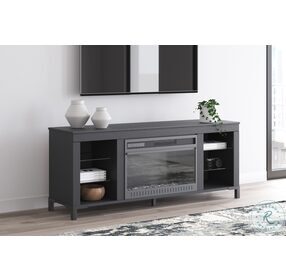Cayberry Black TV Stand with Fireplace