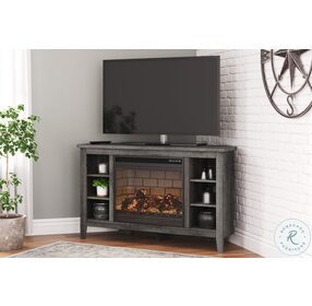 Arlenbry Gray Corner TV Stand with Infrared Electric Fireplace
