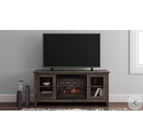 Arlenbry Gray 60" TV Stand With Electric Infrared Fireplace