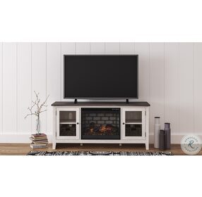 Dorrinson Antique White And Gray 60" TV Stand With Electric Infrared Fireplace