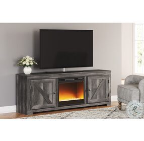 Wynnlow Rustic Grey 72" TV Stand with Electric Fireplace