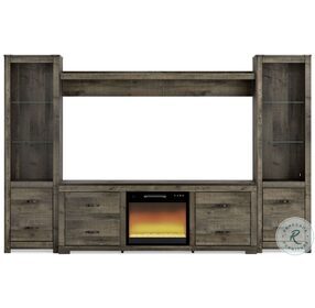 Trinell Brown 4 Piece Entertainment Center With Electric Fireplace