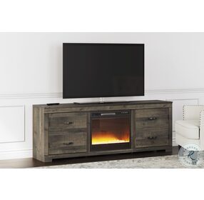 Trinell Brown 72" TV Stand With Electric Fireplace