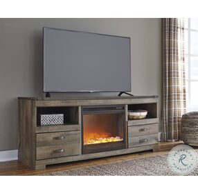 Trinell Rustic Brown 63" TV Stand with Electric Fireplace
