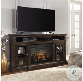 Roddinton Dark Brown 72" TV Stand with Electric Fireplace