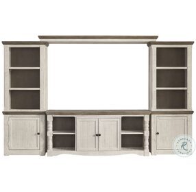 Havalance Weathered Gray And Vintage White 4 Piece Entertainment Center