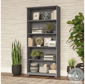 Cabot Modern Gray Tall 5 Shelf Bookcase